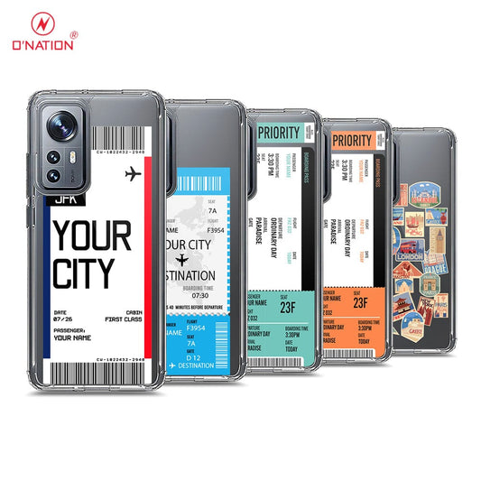 Xiaomi 12 Cover - Personalised Boarding Pass Ticket Series - 5 Designs - Clear Phone Case - Soft Silicon Borders