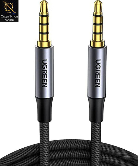 Black - UGREEN 3.5mm Audio Cable Braided 4-Pole Hi-Fi Stereo TRRS Jack Shielded Male to Male AUX Cord Compatible