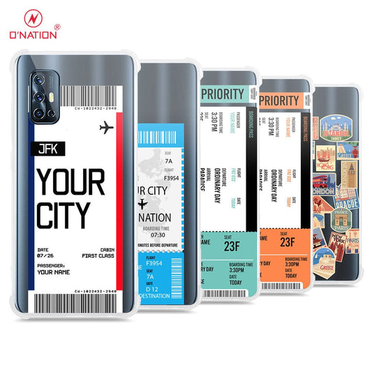 Vivo V17 Cover - Personalised Boarding Pass Ticket Series - 5 Designs - Clear Phone Case - Soft Silicon Borders