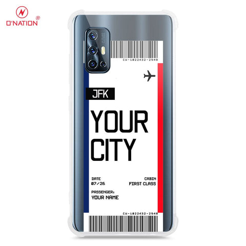 Vivo V17 Cover - Personalised Boarding Pass Ticket Series - 5 Designs - Clear Phone Case - Soft Silicon Borders