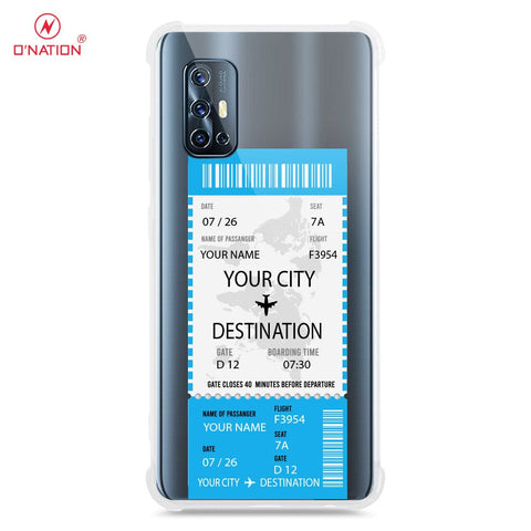 Vivo V17 Cover - Personalised Boarding Pass Ticket Series - 5 Designs - Clear Phone Case - Soft Silicon Borders