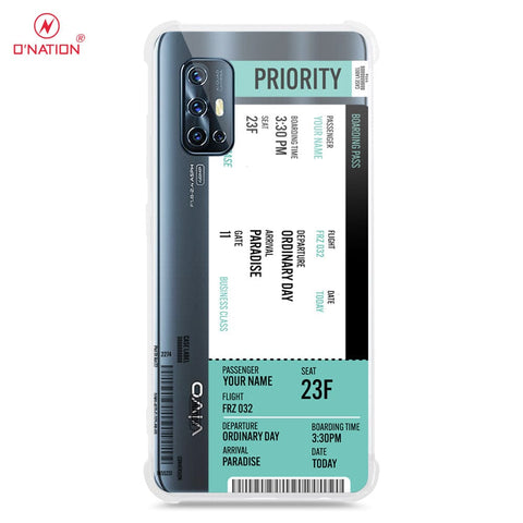 Vivo V17 Cover - Personalised Boarding Pass Ticket Series - 5 Designs - Clear Phone Case - Soft Silicon Borders