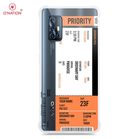 Vivo V17 Cover - Personalised Boarding Pass Ticket Series - 5 Designs - Clear Phone Case - Soft Silicon Borders