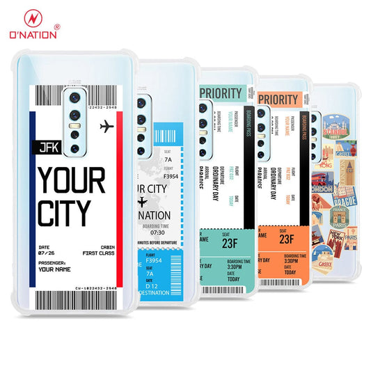 Vivo V17 Pro Cover - Personalised Boarding Pass Ticket Series - 5 Designs - Clear Phone Case - Soft Silicon Borders