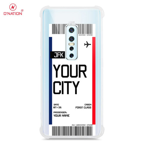 Vivo V17 Pro Cover - Personalised Boarding Pass Ticket Series - 5 Designs - Clear Phone Case - Soft Silicon Borders