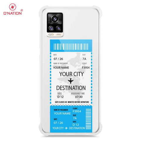 Vivo V20 Cover - Personalised Boarding Pass Ticket Series - 5 Designs - Clear Phone Case - Soft Silicon Borders