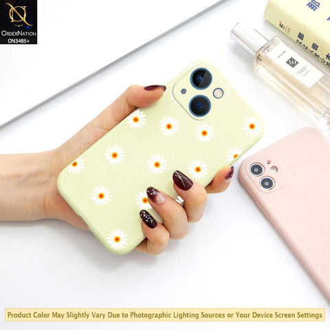 iPhone 13 Cover - ONation Daisy Series - HQ Liquid Silicone Elegant Colors Camera Protection Soft Case