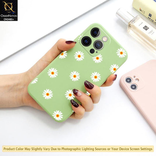 iPhone 14 Pro Max Cover - Light Green - ONation Daisy Series - HQ Liquid Silicone Elegant Colors Camera Protection Soft Case ( Fast Delivery ) (H)