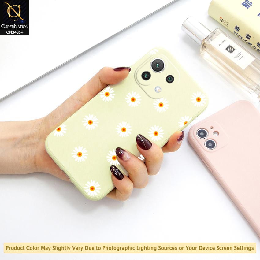 Xiaomi Mi 11 Lite Cover - ONation Daisy Series - HQ Liquid Silicone Elegant Colors Camera Protection Soft Case