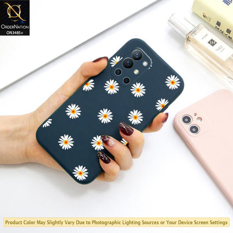 OnePlus 9R Cover - Blue - ONation Daisy Series - HQ Liquid Silicone Elegant Colors Camera Protection Soft Case ( Fast Delivery )