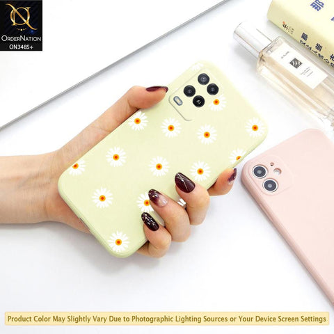 Oppo A54 4G Cover - ONation Daisy Series - HQ Liquid Silicone Elegant Colors Camera Protection Soft Case