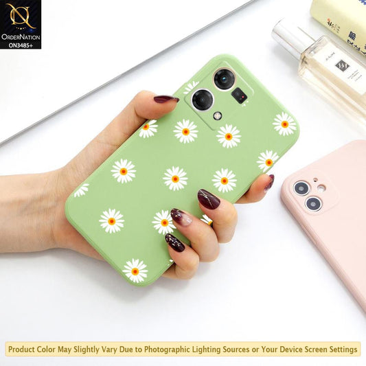 Oppo F21 Pro 4G Cover - ONation Daisy Series - HQ Liquid Silicone Elegant Colors Camera Protection Soft Case