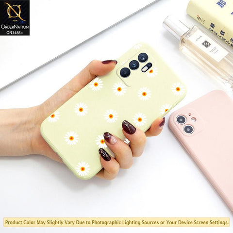 Oppo Reno 6 5G Cover - ONation Daisy Series - HQ Liquid Silicone Elegant Colors Camera Protection Soft Case