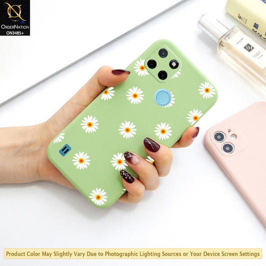 Realme C21Y Cover - ONation Daisy Series - HQ Liquid Silicone Elegant Colors Camera Protection Soft Case