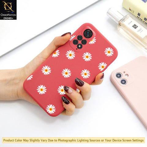 Xiaomi Redmi Note 11 Cover - Red - ONation Daisy Series - HQ Liquid Silicone Elegant Colors Camera Protection Soft Case ( Fast Delivery )