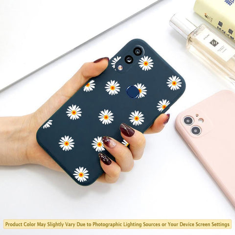Samsung Galaxy A10s Cover - ONation Daisy Series - HQ Liquid Silicone Elegant Colors Camera Protection Soft Case