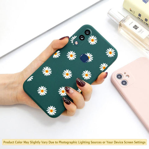 Samsung Galaxy A10s Cover - ONation Daisy Series - HQ Liquid Silicone Elegant Colors Camera Protection Soft Case