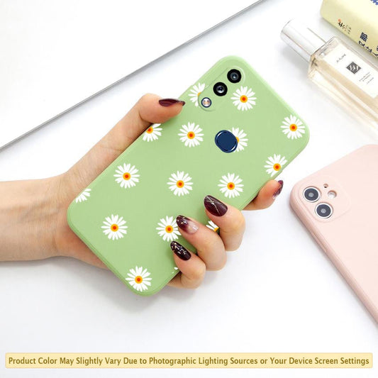 Samsung Galaxy A10s Cover - ONation Daisy Series - HQ Liquid Silicone Elegant Colors Camera Protection Soft Case