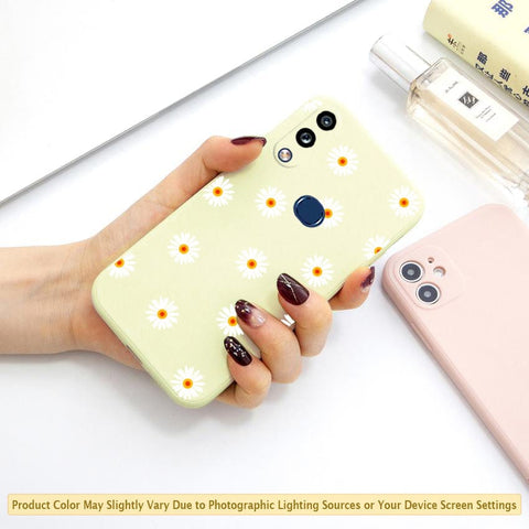 Samsung Galaxy A10s Cover - ONation Daisy Series - HQ Liquid Silicone Elegant Colors Camera Protection Soft Case