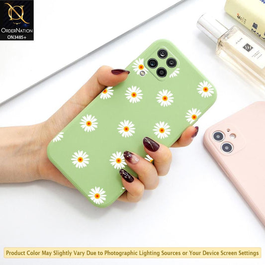 Samsung Galaxy A12 Cover - ONation Daisy Series - HQ Liquid Silicone Elegant Colors Camera Protection Soft Case