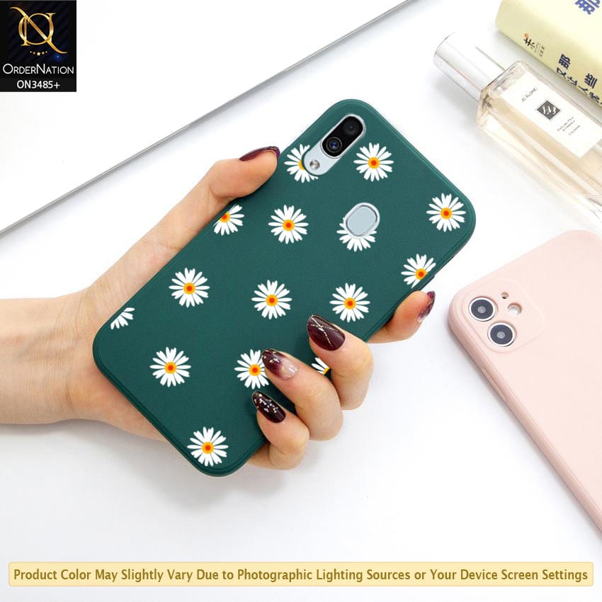 Samsung Galaxy A20 Cover - ONation Daisy Series - HQ Liquid Silicone Elegant Colors Camera Protection Soft Case