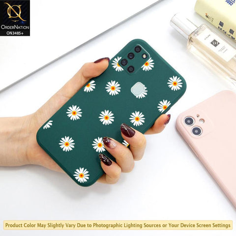 Samsung Galaxy A21s Cover - ONation Daisy Series - HQ Liquid Silicone Elegant Colors Camera Protection Soft Case