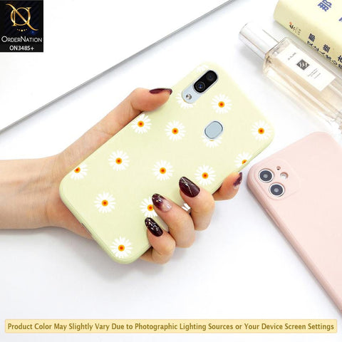 Samsung Galaxy A30 Cover - ONation Daisy Series - HQ Liquid Silicone Elegant Colors Camera Protection Soft Case