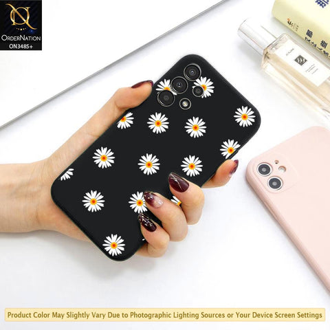 Samsung Galaxy A32 Cover - Black - ONation Daisy Series - HQ Liquid Silicone Elegant Colors Camera Protection Soft Case ( Fast Delivery )