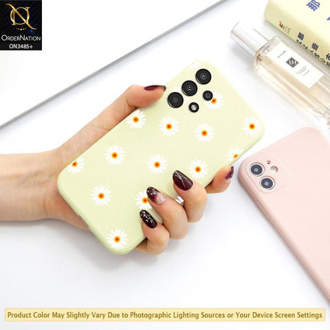 Samsung Galaxy A32 Cover - ONation Daisy Series - HQ Liquid Silicone Elegant Colors Camera Protection Soft Case