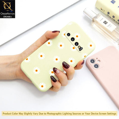 Samsung Galaxy S10 Cover - ONation Daisy Series - HQ Liquid Silicone Elegant Colors Camera Protection Soft Case