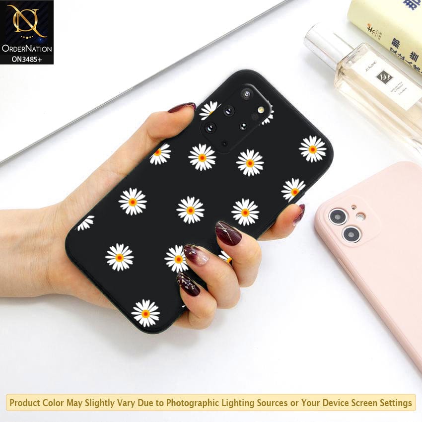 Samsung Galaxy S20 Plus Cover - Black - ONation Daisy Series - HQ Liquid Silicone Elegant Colors Camera Protection Soft Case ( Fast Delivery )