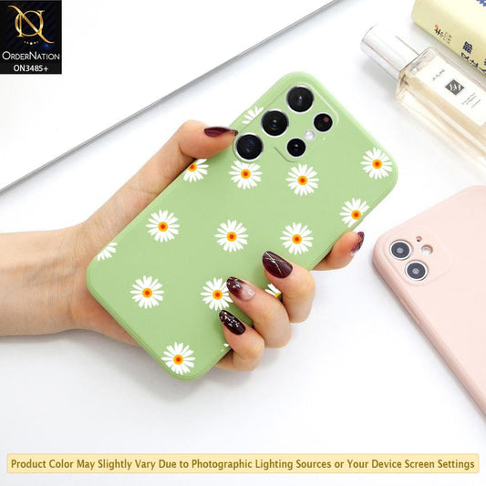 Samsung Galaxy S21 Ultra 5G Cover - ONation Daisy Series - HQ Liquid Silicone Elegant Colors Camera Protection Soft Case