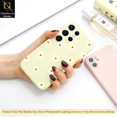 Samsung Galaxy S21 Ultra 5G Cover - ONation Daisy Series - HQ Liquid Silicone Elegant Colors Camera Protection Soft Case