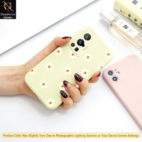 Vivo X70 Pro Cover - ONation Daisy Series - HQ Liquid Silicone Elegant Colors Camera Protection Soft Case