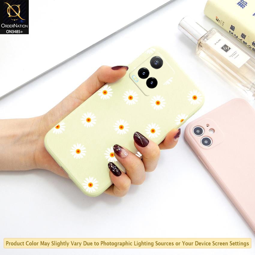 Vivo Y21G Cover - Off-White (Not Pure White) - ONation Daisy Series - HQ Liquid Silicone Elegant Colors Camera Protection Soft Case