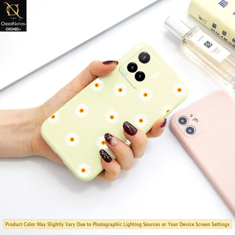 Vivo Y21G Cover - Off-White (Not Pure White) - ONation Daisy Series - HQ Liquid Silicone Elegant Colors Camera Protection Soft Case