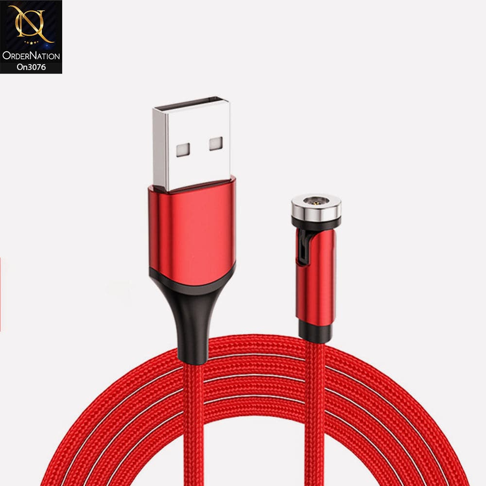 Red - Fast Charging Magnetic Cable 2021 540 Degree Rotatable Cable