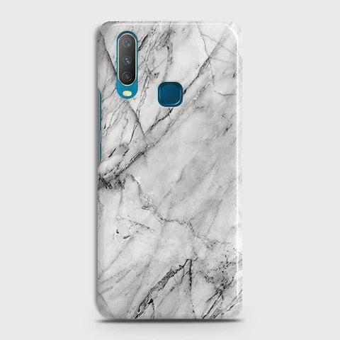 vivo Y12 Cover - Matte Finish - Trendy White Floor Marble Printed Hard Case with Life Time Colors Guarantee - D2