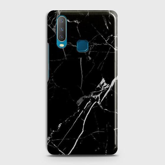 vivo Y12 Cover - Black Modern Classic Marble Printed Hard Case with Life Time Colors Guarantee