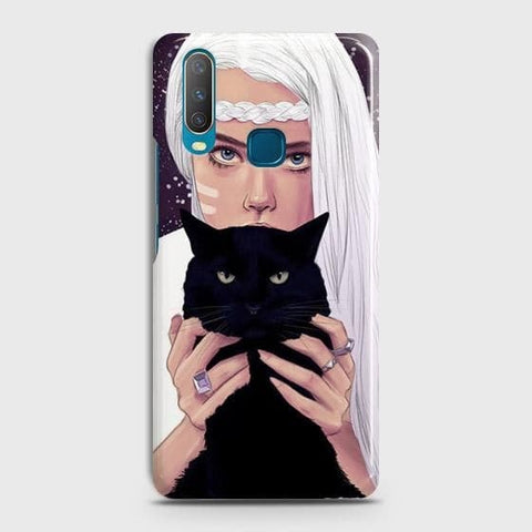 vivo Y15 Cover - Trendy Wild Black Cat Printed Hard Case with Life Time Colors Guarantee