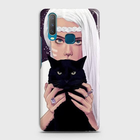 vivo Y17 Cover - Trendy Wild Black Cat Printed Hard Case with Life Time Colors Guarantee