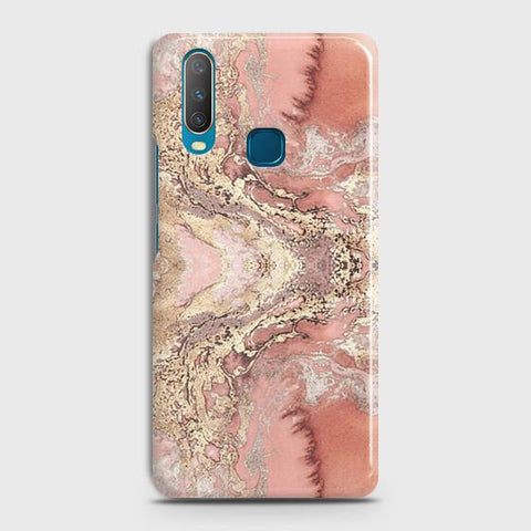 vivo Y17Cover - Trendy Chic Rose Gold Marble Printed Hard Case with Life Time Colors Guarantee