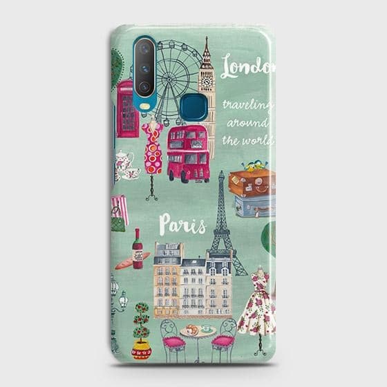 vivo Y17 Cover - Matte Finish - London, Paris, New York ModernPrinted Hard Case with Life Time Colors Guarantee
