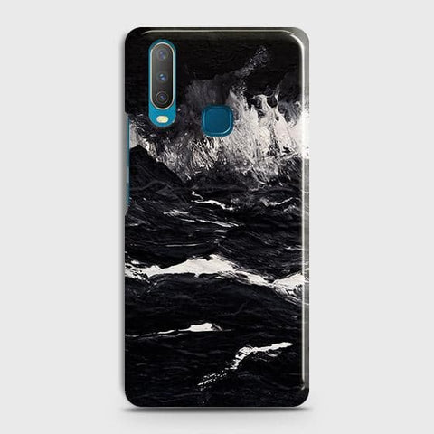 Vivo Y17 Cover - Black Ocean Marble Trendy Printed Hard Case with Life Time Colors Guarantee