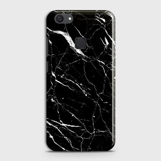 Vivo Y81 Cover - Trendy Black Marble Printed Hard Case with Life Time Colors Guarantee