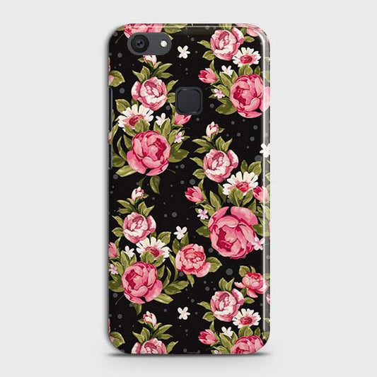 vivo Y81 Cover - Trendy Pink Rose Vintage Flowers Printed Hard Case with Life Time Colors Guarantee