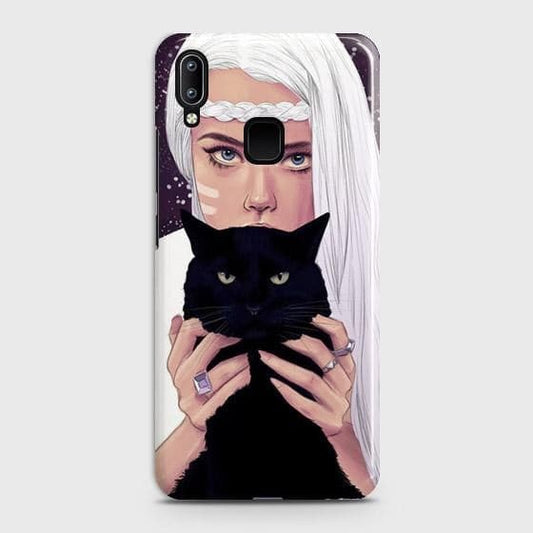 vivo Y93 Cover - Trendy Wild Black Cat Printed Hard Case with Life Time Colors Guarantee