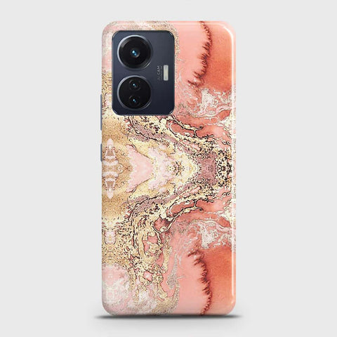 Vivo T1 44W Cover - Trendy Chic Rose Gold Marble Printed Hard Case with Life Time Colors Guarantee