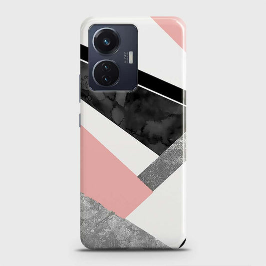 Vivo Y55 4G Cover - Geometric Luxe Marble Trendy Printed Hard Case with Life Time Colors Guarantee