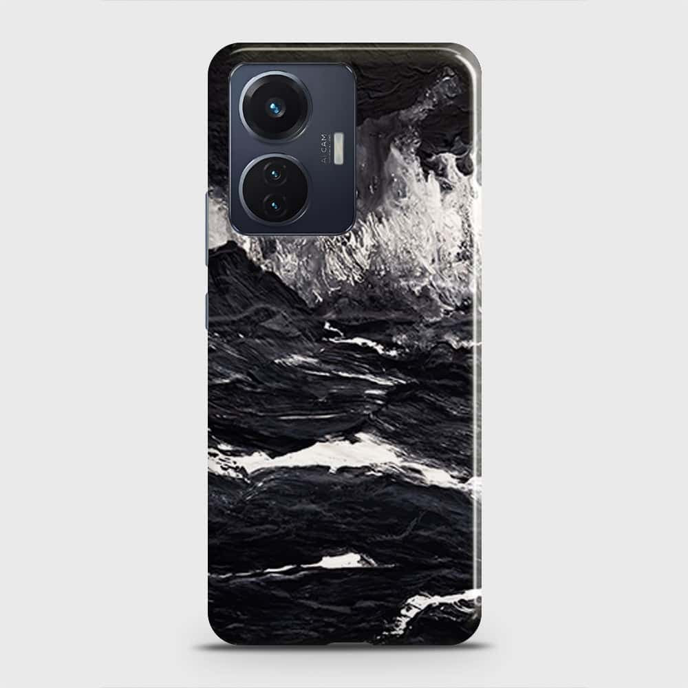 Vivo Y55 4G Cover - Black Ocean Marble Trendy Printed Hard Case with Life Time Colors Guarantee
